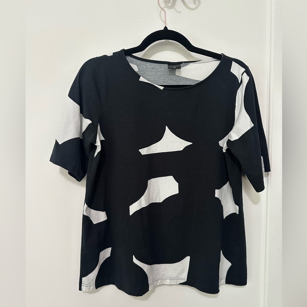 Nanso cotton/modal black & white abstract tee/ top - XS